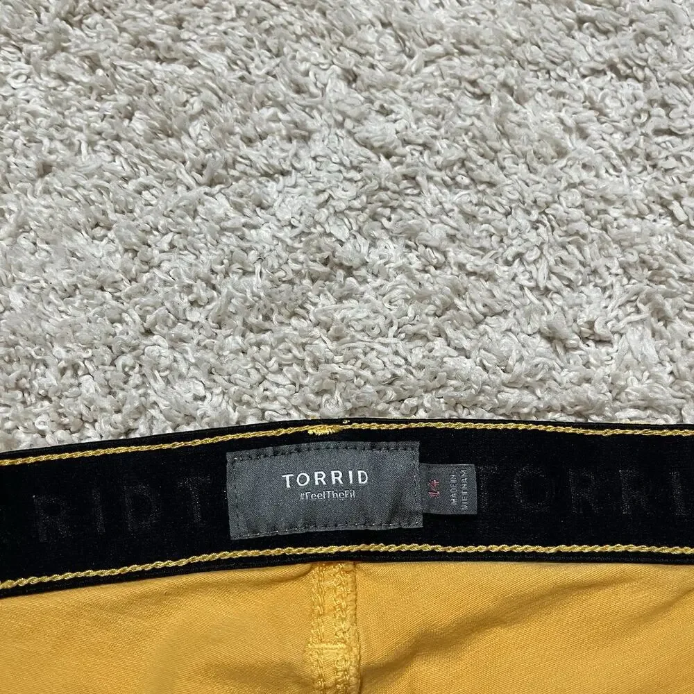 Torrid Size 14 Mustard Yellow High Waisted Stretch Utility Chino Shorts